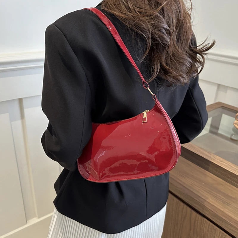 Women Retro Solid Color Faux Leather Shoulder Bag,